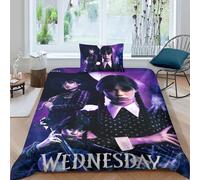 Wednesday Addams Sets Housse De Couette Avec Taies D'oreiller, D Imprim¿¿ Microfibre Literie Parure De Lit Linge De Lit Avec Fermeture ¿¿Clair Pour Fill