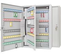Wedo 10265037X Armoire à clés (pour 150 crochets, tôle d'acier revêtue par poudre 38 x 14 x 55 cm, serrure de sécurité avec 2 clés, barre à crochets réglable individuellement) gris clair