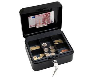 Wedo 145221H Caissette à monnaie à 5 compartiments avec clip 20 x 16 x 9 cm Noir