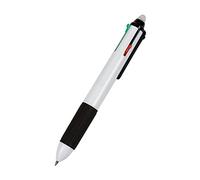 WEDO 2564400 256226 Stylo à bille 4 couleurs (avec mécanisme coulissant et quatre mines courtes DIN interchangeables dans l'étui) chrome/noir/rouge/bleu/vert, stylo uniquement