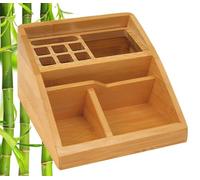 Wedo 61507 Butler bambou, 3 compartiments, insert pour stylo, dimensions 15,4 x 12,3 x 9 cm, dans une boîte cadeau, marron
