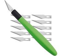 Wedo 7852199 Cutter Scalpel Comfort Line avec poignée douce, 5 lames de rechange et capuchon de protection, vert pomme/noir, Cutter + 15 Klingen, 1