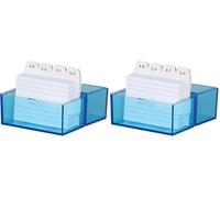 WEDO Boîte à fiches A8 à l'italienne, bleu transparent, (Lot de 2)