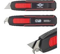 WEDO Cutter securité DOUBLE SIDE - couteau interchangeable avec lame trapézoïdale et lame à crochet, testeur TÜV & GS, couteau de sécurité 2 en 1