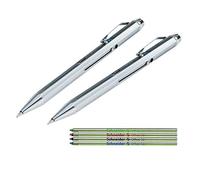 Wedo Lot de 2 stylos à bille 4 couleurs avec mécanisme coulissant + mines de rechange