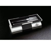 Wedo Quentin Parure stylo à bille + stylo plume en étui cadeau Noir/Chromé