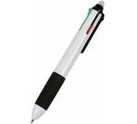 Stylo à bille à quatre couleurs, effaçable, blanc