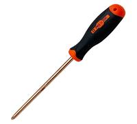 WEDO Tournevis sans étincelles,fendu en croix,Tournevis cruciforme 1#x100mm,cuivre béryllium,Longue 205mm,Manche en fibre de verre,non magnétique,résistante à la corrosion,certificat BAM et FM