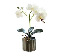 Weduspaty Orchidée Artificielle, Fausses Fleurs d'orchidées de 12,6 Pouces en Vase de Fausses orchidées Plante en Pot pour Table centres de Table décor du Bureau à la Maison Blanc