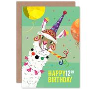 Wee Blue Coo Llama Party Birthday 12th Greetings Card Fête