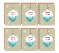 Wee Blue Coo Lot de 6 Cartes de Noël Lot de 6 Boules de Noël pour Scène d'Hiver