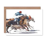 Wee Blue Coo Racing Horses With Jockey Greeting Card With Envelope Inside Premium Quality Courses Cheval