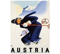Wee Blue Coo Travel Austria Winter Sport Ski Snow Mountain Alps Wall Art Print Mur Décor 30 x 41 cm