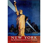 Wee Blue Coo Travel York Statue Liberty Manhattan Railway USA Vintage Wall Art Print Mur Décor 30 x 41 cm