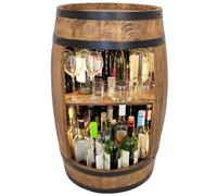 weeco Armoire de Bar LED - Casier à vin Style rétro - Tonneau en Bois Table Rustique - Fût en Bois massifStyle Industriel, pour Salon, Mini Bar Whisky Bière - Commode Cadeau pour Hommes 80x50cm