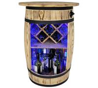 WEECO Becque Bar en Bois Massif avec Support à vin Pliable et éclairage LED RGB - Table tonneau décorative 80x50 cm pour Bar ou Salon