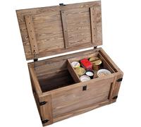 weeco Coffre en bois avec étagère mobile et roues - Caisse en bois avec tiroir coulissant - Boîte de rangement - Couvercle rabattable - 80 x 47 x 45 cm - 24 kg - Wengé