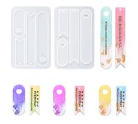 Weenkeey 2 pièces marque - page résine moule ovale triangle queue marque - page silicone moule bricolage marque - page moule de fonderie pour bricolage artisanat décoration