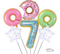 Weenkeey 7 ans Donut anniversaire ballon géant Donut aluminium feuille ballon 7 ans Donut thème fête polyester film ballon fille anniversaire décoration