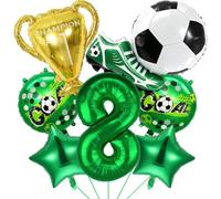 Weenkeey Ballon de football 8 ans - Grand ballon de football - Ballon en aluminium - 8 ans - Vert - Numéro 8 - Ballon Champion Trophée - Ballon pour garçon - Fête sportive - Fête d'anniversaire