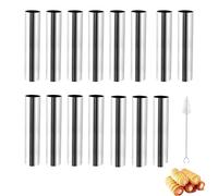 Weenwill Cannoli Tube,15 PCS Moules Crème Pâtissière en Acier Inoxydable,Moule Crème Gâteau Tube,Moules Réutilisable avec Brosse à Cheveux pour la Cuisson des Cornets à Crèmes,Croissants