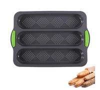 Weenwill Moule à Pain en Silicone,Moule à Baguette Moule Perforé Antiadhésif Baguette Plaque à Pâtisserie à 3 Compartiments Adapté à la Cuisson du Pain,des Desserts et des Gâteaux