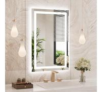 WEER Miroir LED Salle de Bain 60x90cm, Dimmable, Antibuée, Fonction Mémoire | 3 Couleurs (3000K-6000K), Dimmable 10%-100%, Mémoire Intégrée. Antibuée Auto, IP44, Verre Trempé, Salle de Bain, Couloir