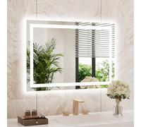 WEER Miroir LED Salle de Bain 70x100cm, Dimmable Antibuée Fonction Mémoire | 3 Couleurs (3000K-6000K), Dimmable 10%-100%, Mémoire Intégrée. Antibuée Auto, IP44, Verre Trempé, Salle de Bain, Couloir