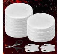 WEFHEF 10 Pcs Éponge Céramique de Cheminée en Laine, Fibre pour Cheminée Éthanol, Mèches de Laine en Céramique pour Foyer de Table avec Ciseaux et Gants, pour Brûleurs Éthanol Cheminées Intérieurs