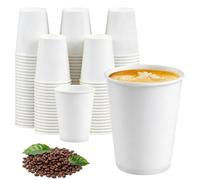 WEFHEF 100 Pcs Gobelet Carton Blanc, Tasse Café Papier 200 ML/6.5 oz sans BPA, Petit Verre Carton Fête Empilable, Gobelets Papier Anniversaire à Emporter, pour Boissons Mariages Soirées Baptême