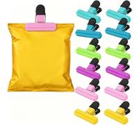 WEFHEF 12 Pcs Pince Sachet Alimentaire à Clip, Fermeture Sachet Alimentaire Hermétique Coloré, Pince Sachets Conservation Large, Attache Sachets Cuisine, pour En-cas Pâtes Documents Grains de Café