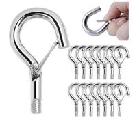 WEFHEF 14 Pcs Crochet à Visser M5, Crochet Fixation Murale avec Boucle à Ressort, Crochets Vis à Oeillet En Métal, Crochets Vissable de Sécurité à Ressort, pour Lampes Signalétiques Affiche Volière