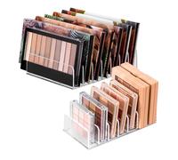 WEFHEF 2 Pcs Organisateur de Palette de Maquillage 2 Tailles, Rangement Fard à Paupière 7 Compartiments, Support Palette Maquillage Transparent, Organisateur Maquillages pour Tiroir Coiffeuse Commode