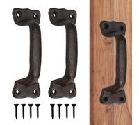 WEFHEF 2 Pcs Poignée de Porte Intérieure Vintage, Poignée Meuble Cuisine en Fonte, Poignet Porte Coulissante Noir, Bouton de Tiroir Rétro avec Base Épaissie, pour Fenêtres Armoires Portails de Jardin