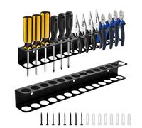 WEFHEF 2 Pcs Porte Outils Mural en Acier au Carbone, Support Tournevis 14 Trous, Rangement Tournevis 40x4.5x4 cm, Support Mural pour Outils de Bricolage à Visser, pour Maisons Ateliers Hangars, Noir