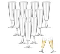 WEFHEF 25 Pcs Flûte Champagne Plastique Réutilisable, Coupe Champagne Plastique 160 ml, Petit Verre Champagne Transparente, Flûtes à Mimosa avec Pied, pour Réceptions Mariages Fêtes Pique-nique