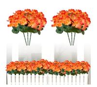 WEFHEF 6 Pcs Bouquet de Fleurs Artificielles Bégonia, Fausse Fleur Automne Orange, Fausse Fleur Décoration Hauteur de 28.5cm, Fleurs Artificielles Extérieur et Intérieur, pour Mariage Balcon Bureau