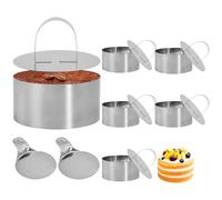WEFHEF 6 PCS Cercle à Pâtisserie Inox 8cm avec 6 Couvercles et 2 Spatules de Démoulage - Moules Ronds Pour Gâteaux et Mousses