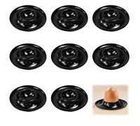 WEFHEF 8 Pcs Coquetier Oeuf Rond Noir, Porte Oeuf Individuel Empilable, Support Oeuf à la Coque Anti-chute, Porte-Oeufs Plastique Lavables au Lave-Vaisselle, pour Réunion de Famille Restaurant Banquet