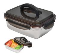 WEFHEF Boîtes Alimentaires Hermétiques 1800ml, Boîte Conservation Alimentaire en Acier Inox, Boîtes Rangement Cuisine avec Couvercle, Boîte Repas à Emporter, pour Réfrigérateur Collation Déjeuner