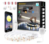 Wefomey Ruban LED Blanc Chaud avec Detecteur de Mouvement, 3M Imperméable Dimmable 2700-6500K Bande LED Blanc Froid pour Cuisine, Meuble, Vitrine, Escalier, Chambre Décoration