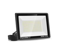 Wegoodlife 200W Projecteur LED Extérieur, Super Lumineux 20000LM Projecteur LED, 3000K Blanc Chaud Spot Extérieur, IP66 Étanche Éclairage Mural, Éclairage de Sécurité pour Jardin, Terrasse, Garage