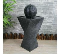 Wehmann Fontaine solaire Wave Black pour jardin et terrasse, fonctionne de jour comme de nuit, fonction mémoire