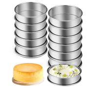 Weigudoc 12 Pièces Cercle Tartelette Antiadhésifs, Moules à Gâteau Acier Inoxydable, Anneaux à Gâteaux Round Cercles à Patisserie pour Gâteau Mousse Muffins Tartes CrumpetsTarte Décoration
