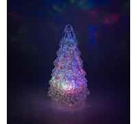 Weihnachtsbaum aus Glas mit 7-farbigen rotierenden Lichtern, 3-Modus-Schalter, batteriebetriebene saisonale Dekoration für Zuhause