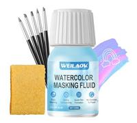 WEILAOK Drawing Gum, Fluide de Masquage Aquarelle, Drawing Gum aquarelle, Gomme de Masquage Aquarelles pour Couvrir et Précis les Contours, Accessoires Inclus, Bleu - 30ml