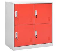 Weilusique Armoire à casier gris clair et rouge en acier avec 4 compartiments 90 x 45 x 92,5 cm, verrouillable avec serrure, grand espace de rangement pour bureau, l'école et le couloir, charge