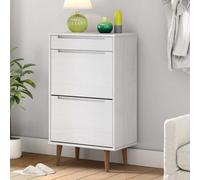 Weilusique Armoire à chaussures MOLDE en pin massif blanc 59,5 x 35 x 103 cm avec vernis UV, étagère à chaussures et rangement pour couloir, couloir, chambre à coucher, peu encombrant, avec rabat et