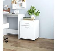 Weilusique Armoire à roulettes en bois blanc 45 x 38 x 54 cm avec tiroir et porte, mobile avec 4 roulettes et 2 freins, armoire polyvalente pour bureau, salon, cuisine, couloir et cave