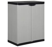 Weilusique Armoire de jardin grise noire avec 1 étagère 68 x 40 x 85 cm en PVC et plastique PP verrouillable avec serrure, idéale comme armoire de rangement pour terrasse, jardin et balcon